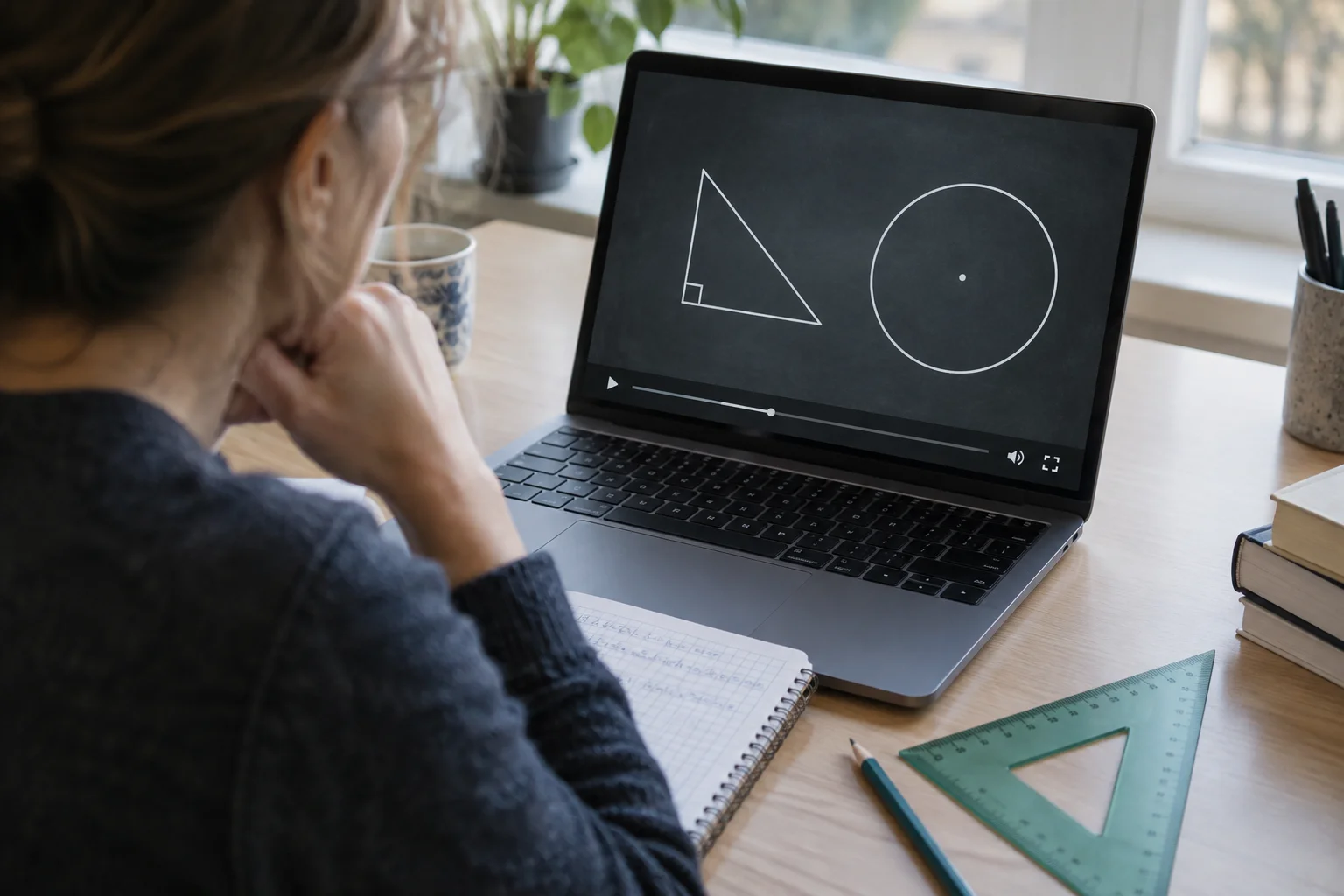 Une séance de révision de mathématiques avec un support vidéo.