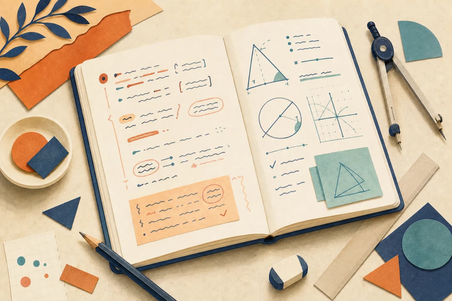 Un carnet de révision associant travail de la langue et exercices de géométrie